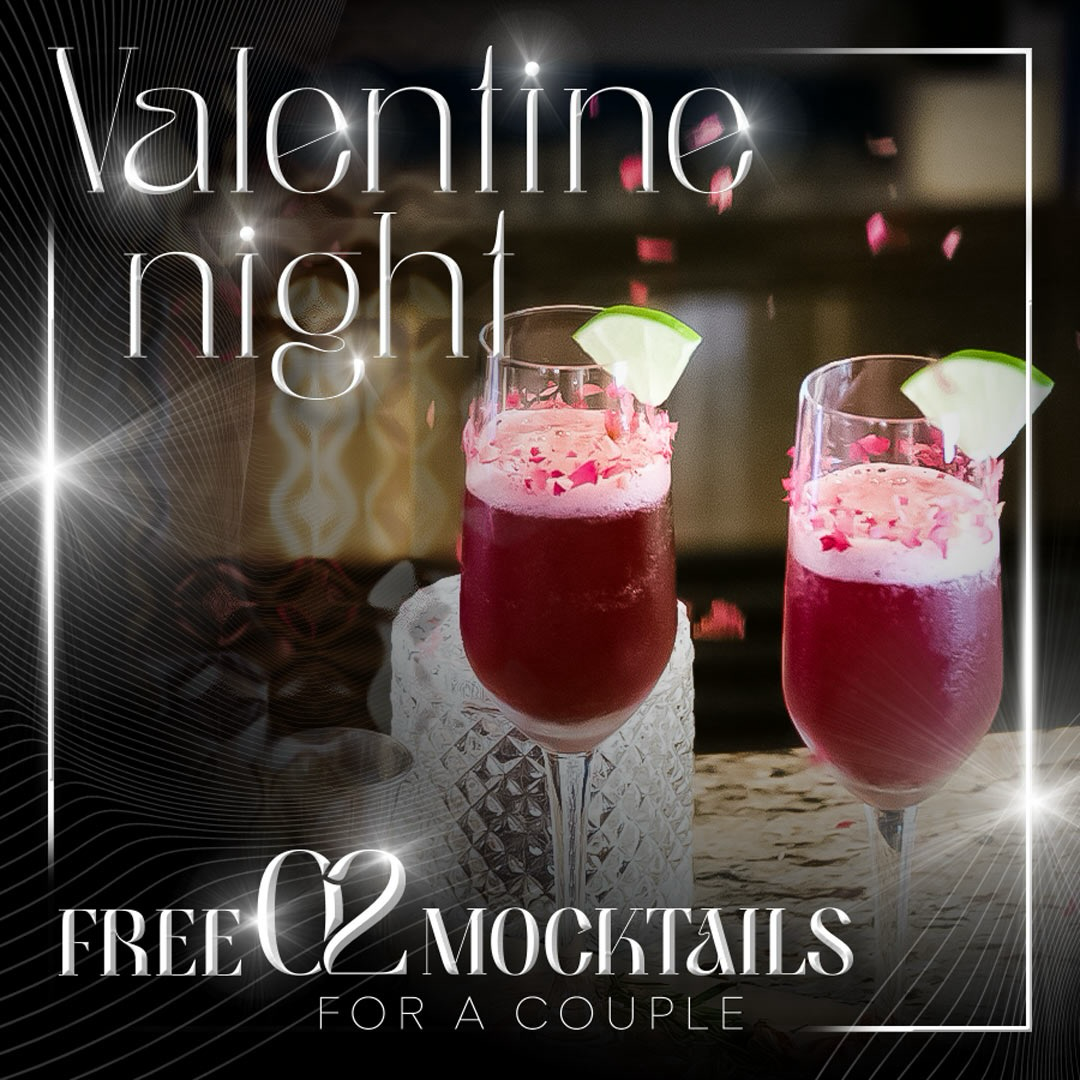 Valentine's special: free 2 mocktails/couple 💕